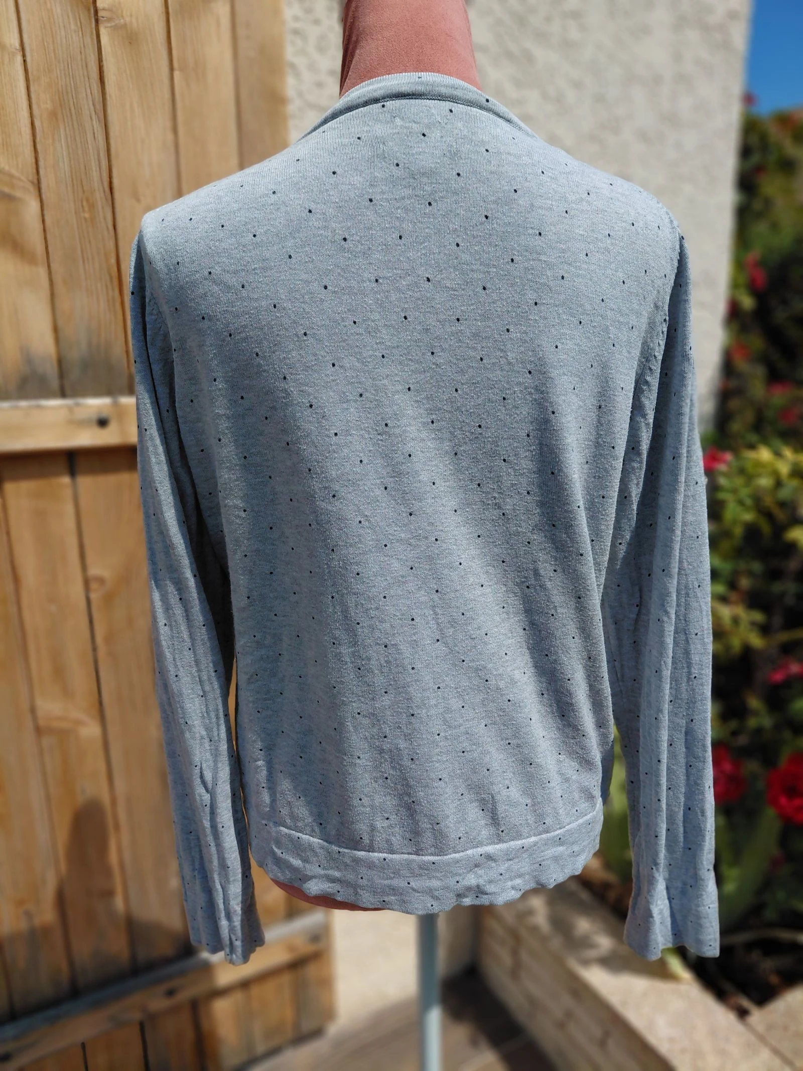 Chaleco / Cárdigan Tommy Hilfiger gris a lunares - Talla L (talla pequeña L o M) – photo 4